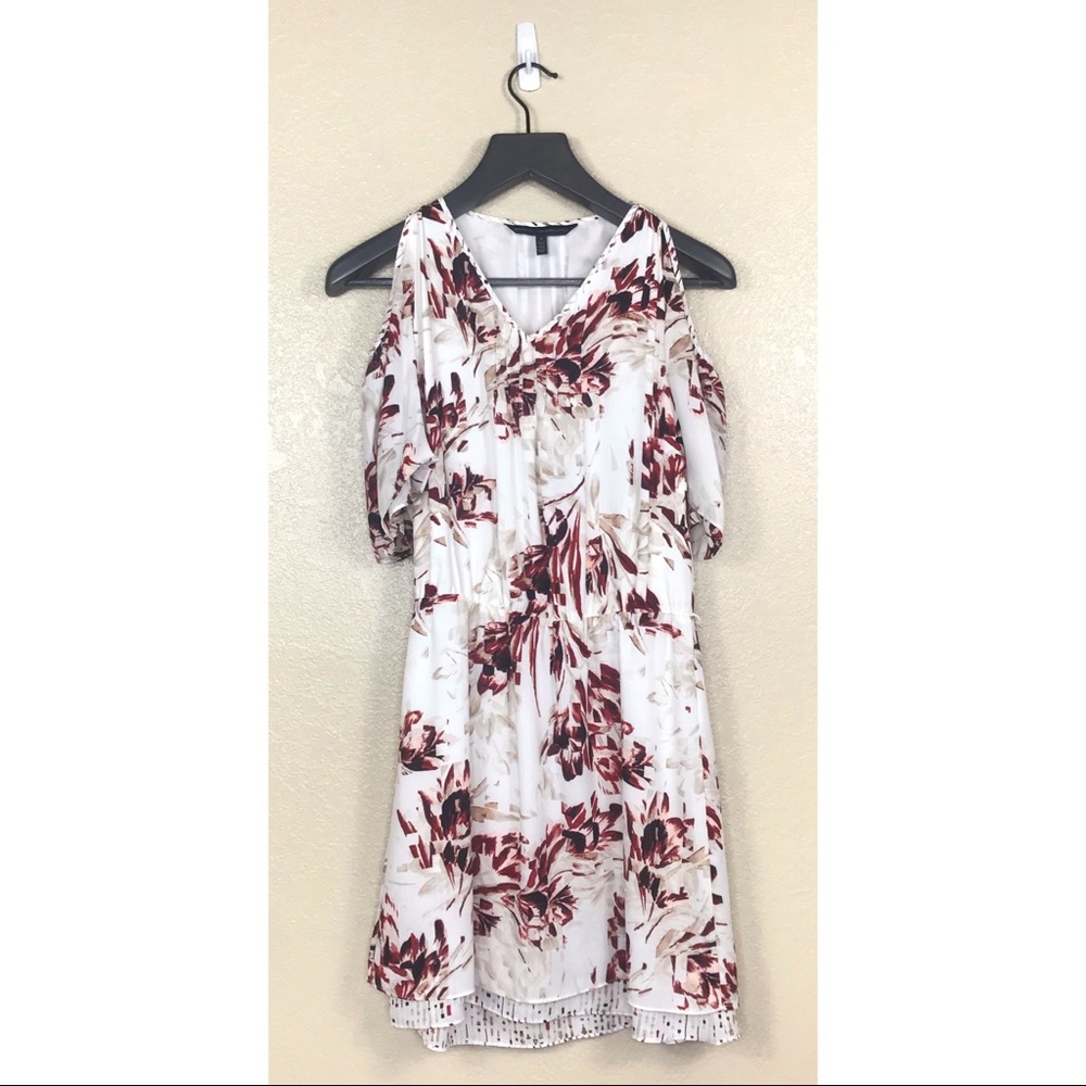 White House Black Market Floral Print Cold Shoulder Dress Size 2